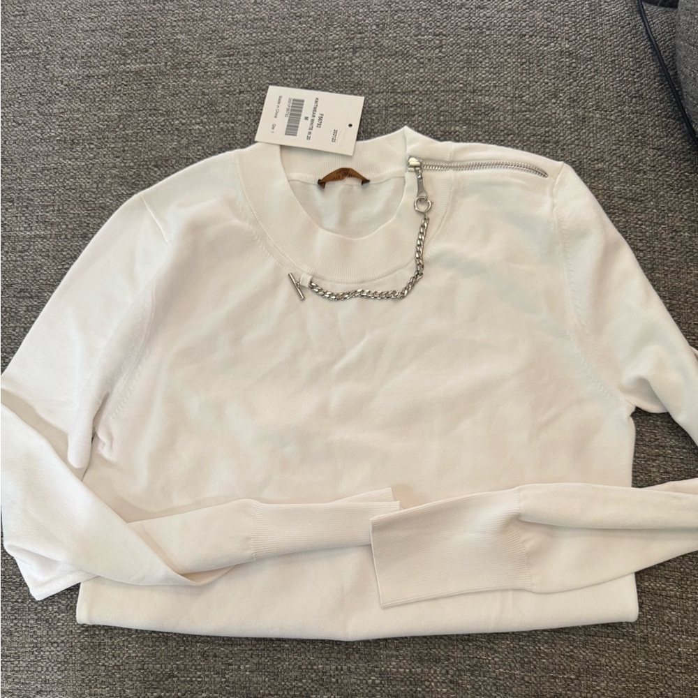NWT LOUIS VUITTON AUTH LV STAGE SIGNATURE SILVER CHAIN SWEATER